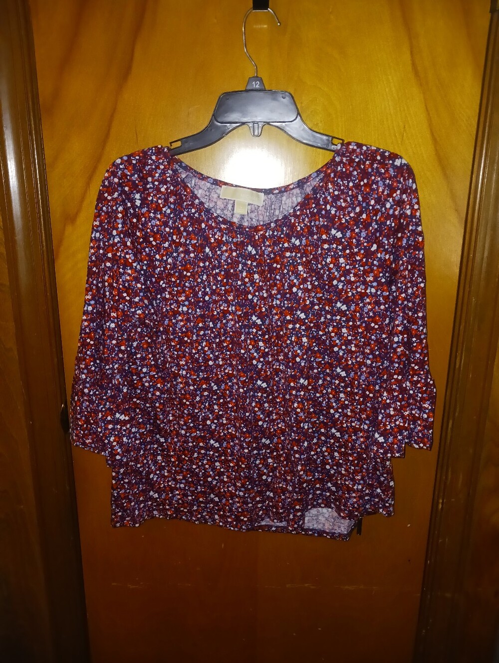 Michael Kors Red Floral Scoop-Neck Blouse